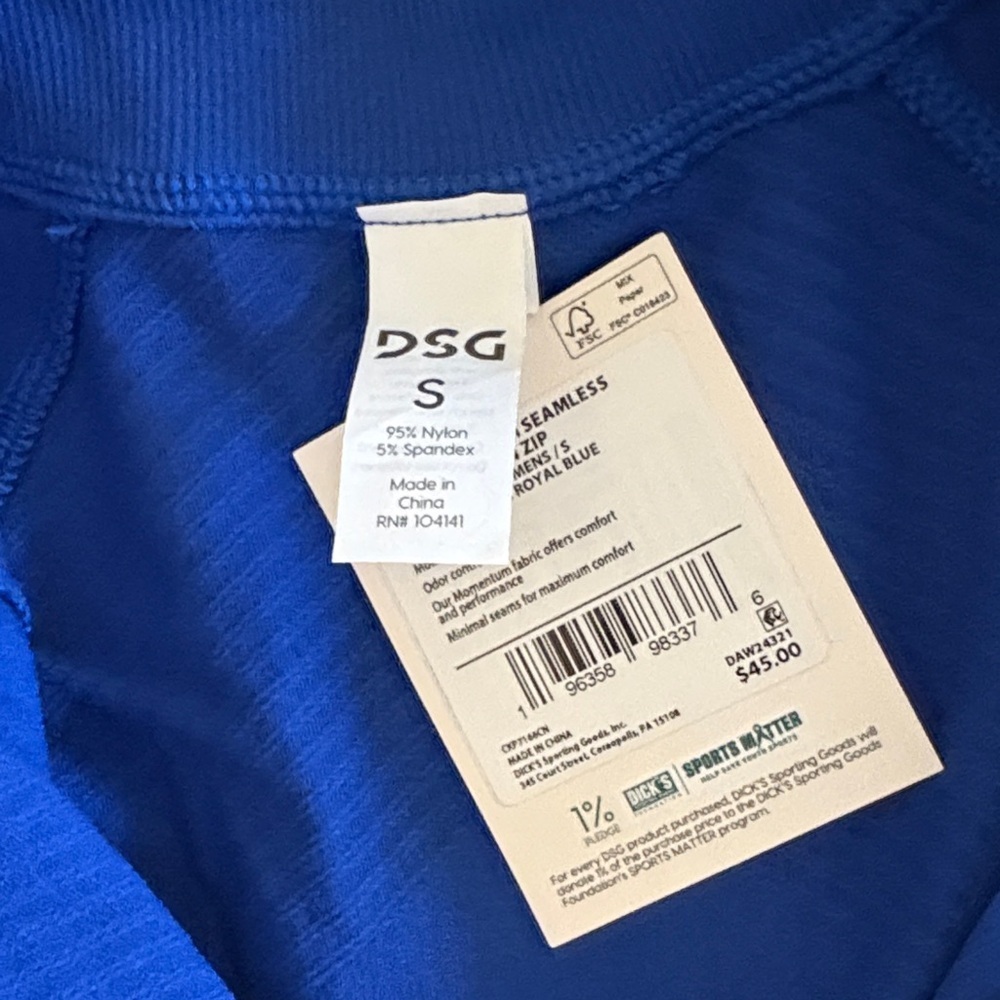 DSG Momentum Seamless 1/4 Zip ~ Size Small ~ Team Royal Blue - Picture 5 of 10